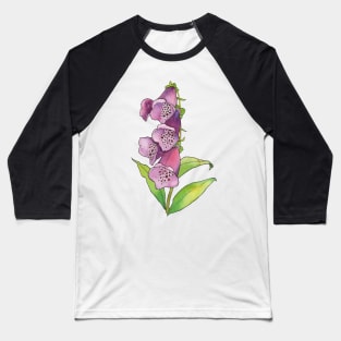 Vibrant Watercolor Foxglove Flowers Baseball T-Shirt